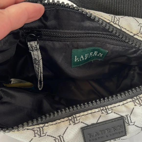 VINTAGE Y2K Lauren Ralph Lauren Black Grey Signature Monogram Shoulder Bag - Picture 9 of 16